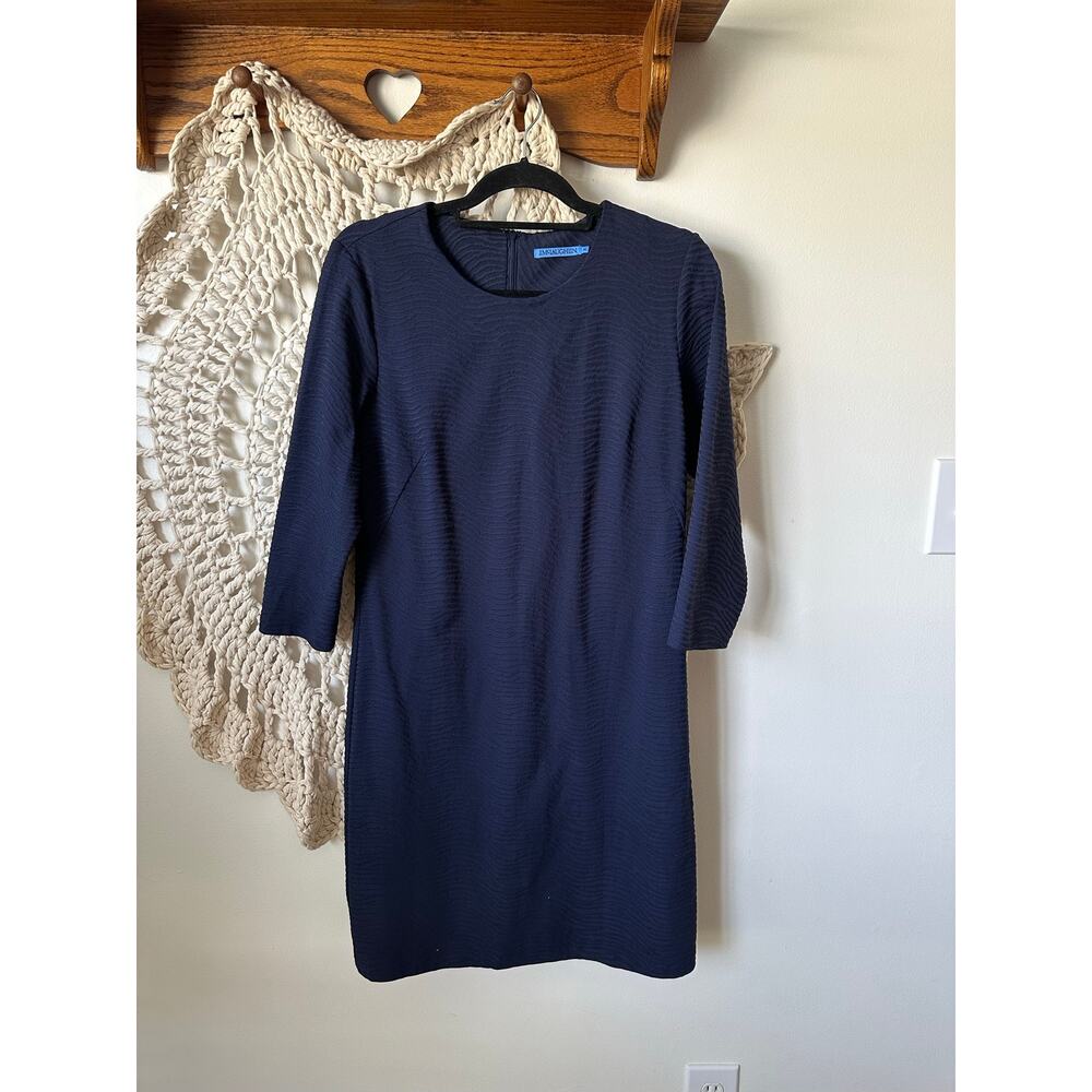 J.McLaughlin Navy Blue Zebra Print Catalina Cloth Shift Dress Size Medium